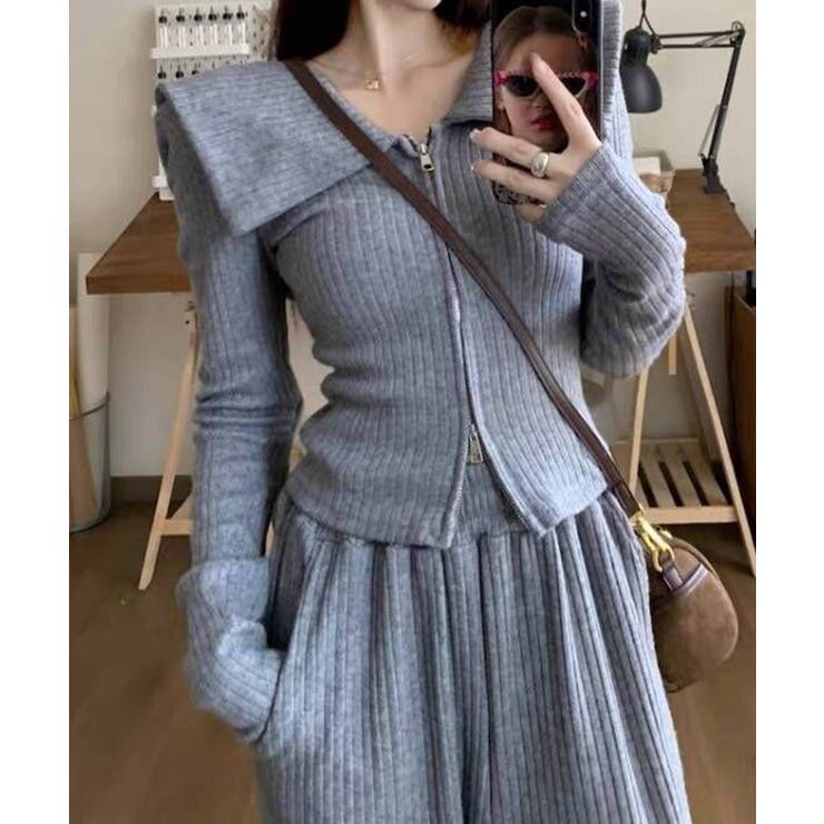 【Jasmine】2WAYダブルジッパービッグカラースウェット Jasmine … | aimoha  | 詳細画像15 