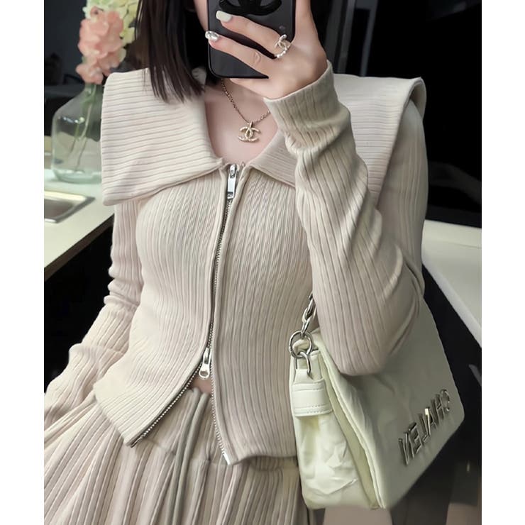 ライトベージュ | 【Jasmine】2WAYダブルジッパービッグカラースウェット Jasmine … | aimoha 