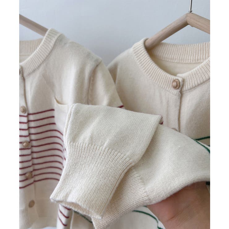 ボーダー柄カーディガン ニット 丸首 | aimoha  | 詳細画像3 