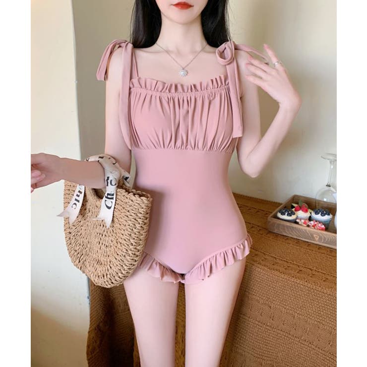 リボンショルダーフリルスイムウェア 水着 UVカット | aimoha  | 詳細画像11 