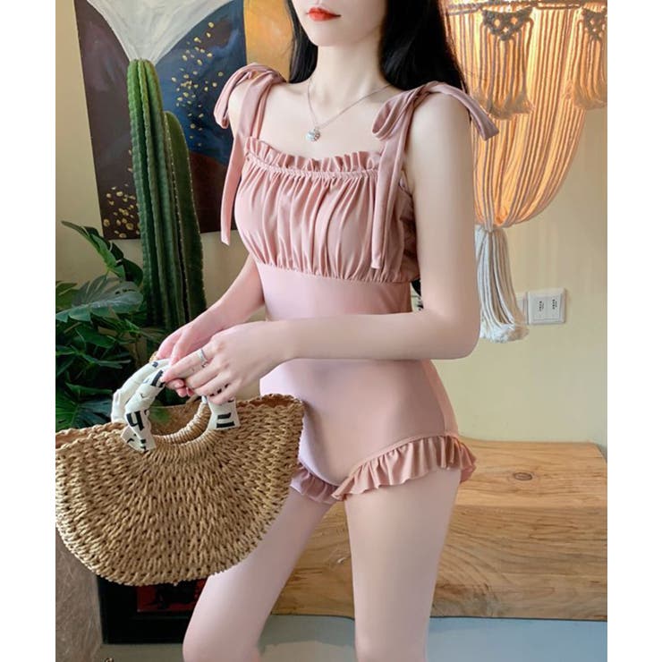 リボンショルダーフリルスイムウェア 水着 UVカット | aimoha  | 詳細画像6 