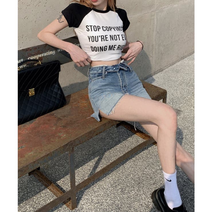 ロールウエストショートデニムパンツ ショートパンツ 韓国ファッション | aimoha  | 詳細画像6 