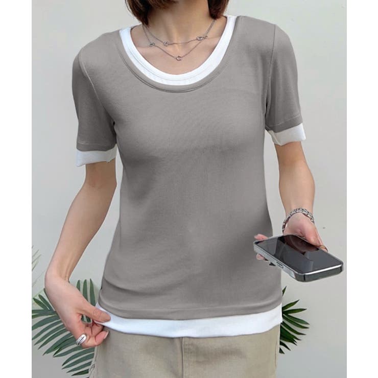 リブ配色Tシャツ | aimoha  | 詳細画像10 