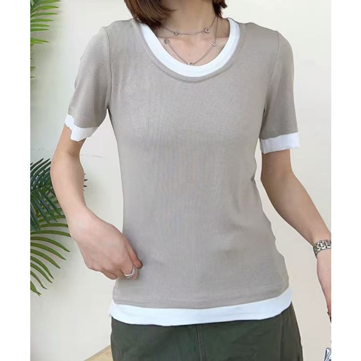 リブ配色Tシャツ | aimoha  | 詳細画像11 