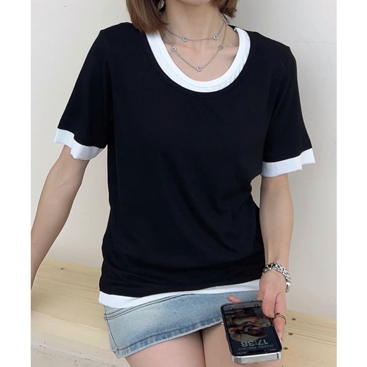 リブ配色Tシャツ | aimoha  | 詳細画像2 