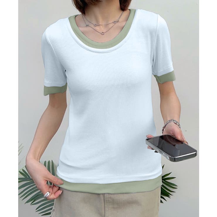 リブ配色Tシャツ | aimoha  | 詳細画像6 