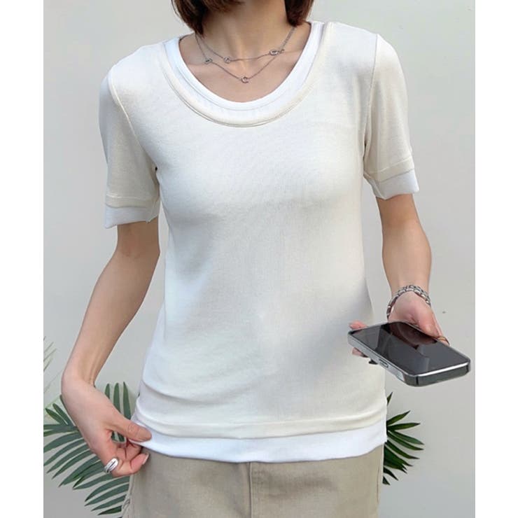 リブ配色Tシャツ | aimoha  | 詳細画像7 