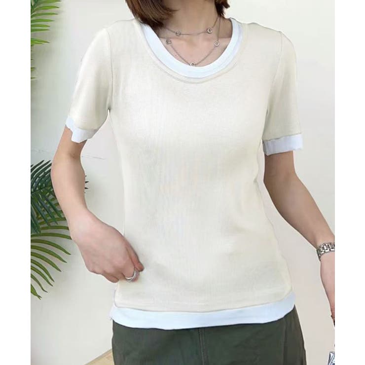 リブ配色Tシャツ | aimoha  | 詳細画像8 