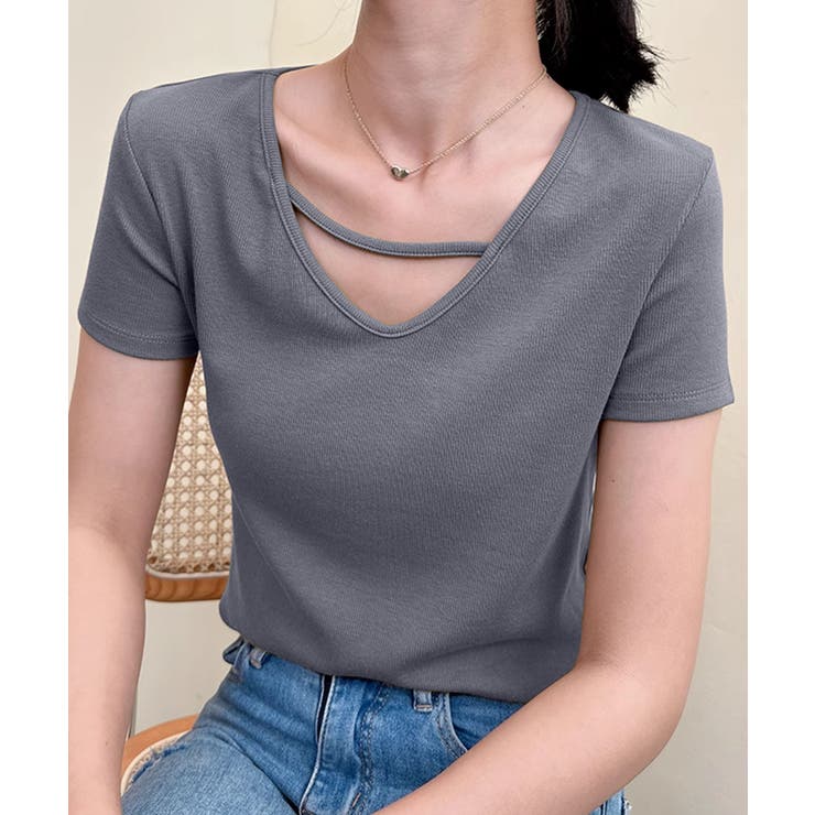 【Banico】クロスデザインVネック半袖トップス | aimoha  | 詳細画像13 