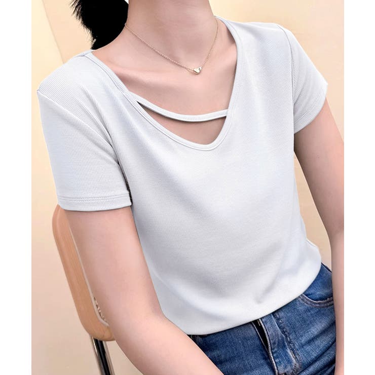 【Banico】クロスデザインVネック半袖トップス | aimoha  | 詳細画像3 