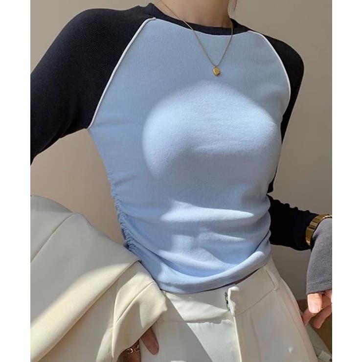 ラグランスリーブ配色トップス | aimoha  | 詳細画像1 