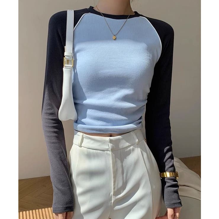 ラグランスリーブ配色トップス | aimoha  | 詳細画像2 