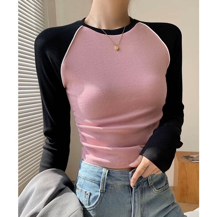 ラグランスリーブ配色トップス | aimoha  | 詳細画像5 