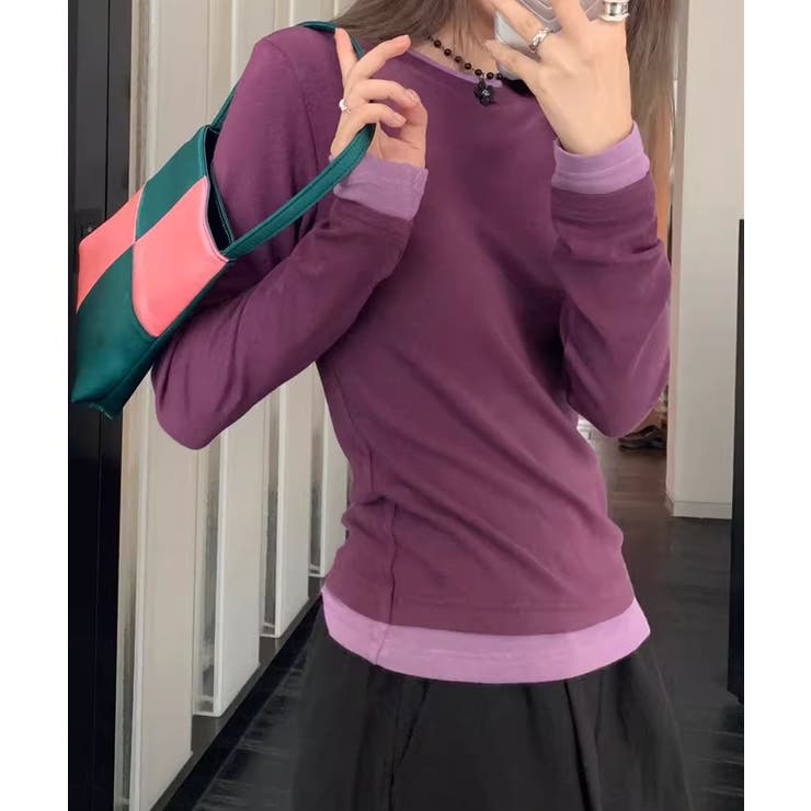 パープル | ロングスリーブベーシックTシャツ | aimoha 