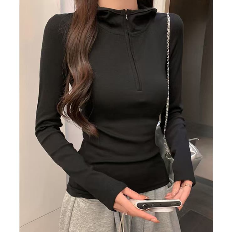 シンプルフィットハーフジップトップス | aimoha  | 詳細画像11 