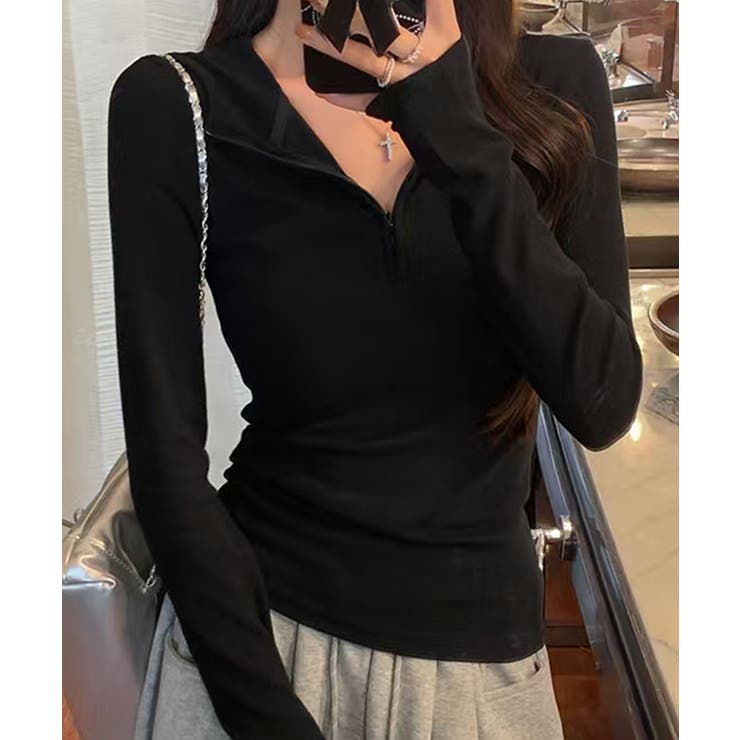 シンプルフィットハーフジップトップス | aimoha  | 詳細画像15 