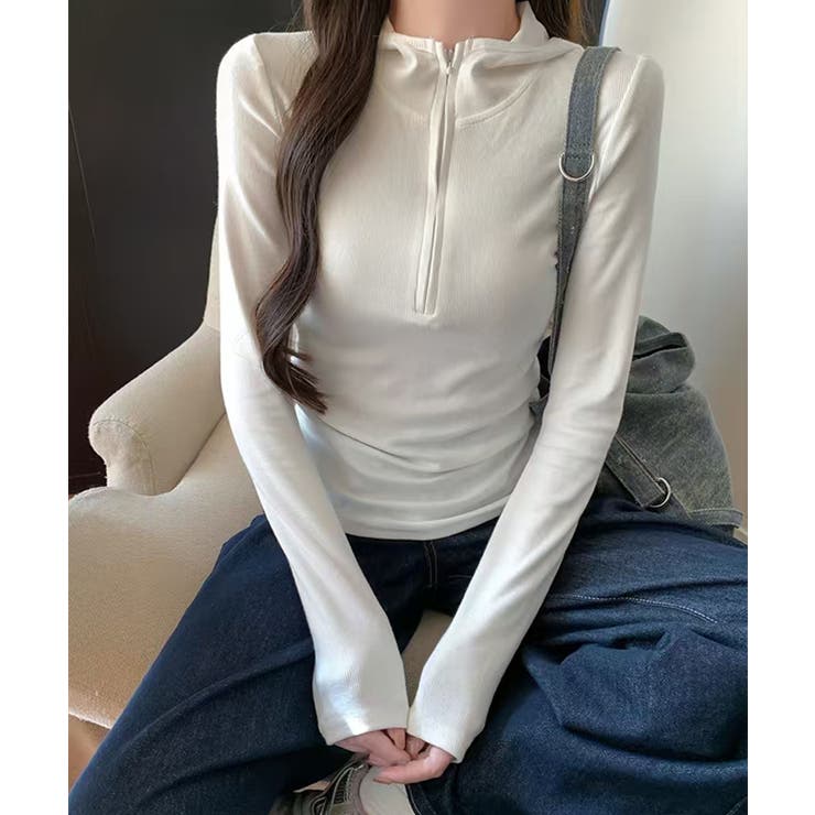 シンプルフィットハーフジップトップス | aimoha  | 詳細画像3 