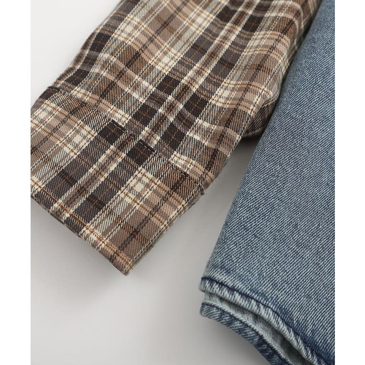 【HOOK】アメカジキャラクター刺繍入りチェック袖切り替えデニムシャツ ストリー… | HOOK | 詳細画像7 