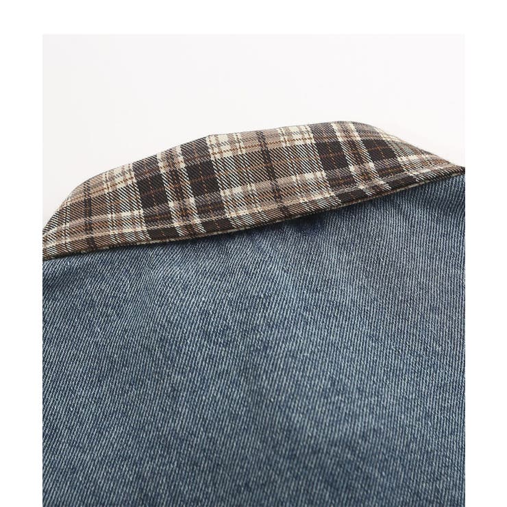 【HOOK】アメカジキャラクター刺繍入りチェック袖切り替えデニムシャツ ストリー… | HOOK | 詳細画像9 