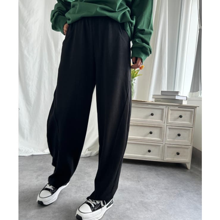 ブラック | カーブシルエット スウェットパンツ | aimoha 