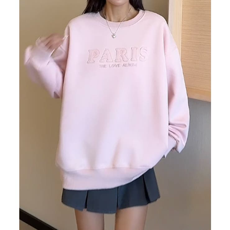 ピンク | ロゴ刺繍デザインスウェット | aimoha 