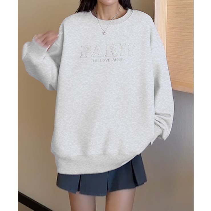 ライトグレー | ロゴ刺繍デザインスウェット | aimoha 