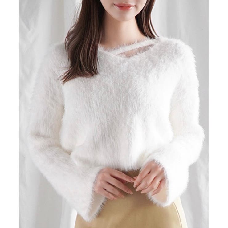 ホワイト | 【Jasmine】シャギーニットプルオーバー Jasmine Grandiflo… | aimoha 