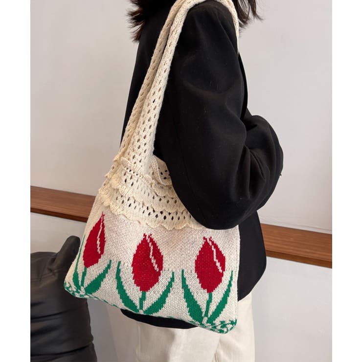 透かし編み チューリップニットトートバッグ もこもこ | aimoha  | 詳細画像39 