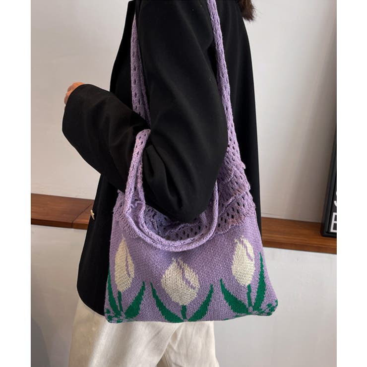 透かし編み チューリップニットトートバッグ もこもこ | aimoha  | 詳細画像38 