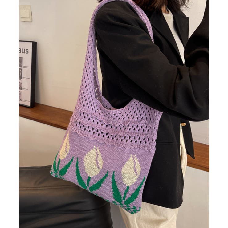 透かし編み チューリップニットトートバッグ もこもこ | aimoha  | 詳細画像36 