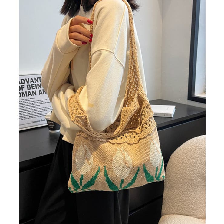 透かし編み チューリップニットトートバッグ もこもこ | aimoha  | 詳細画像33 