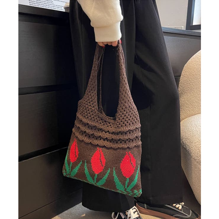 透かし編み チューリップニットトートバッグ もこもこ | aimoha  | 詳細画像32 