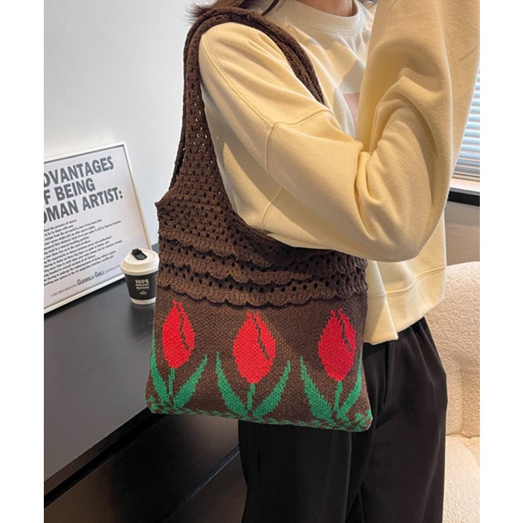 透かし編み チューリップニットトートバッグ もこもこ | aimoha  | 詳細画像31 