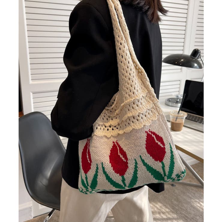 透かし編み チューリップニットトートバッグ もこもこ | aimoha  | 詳細画像30 