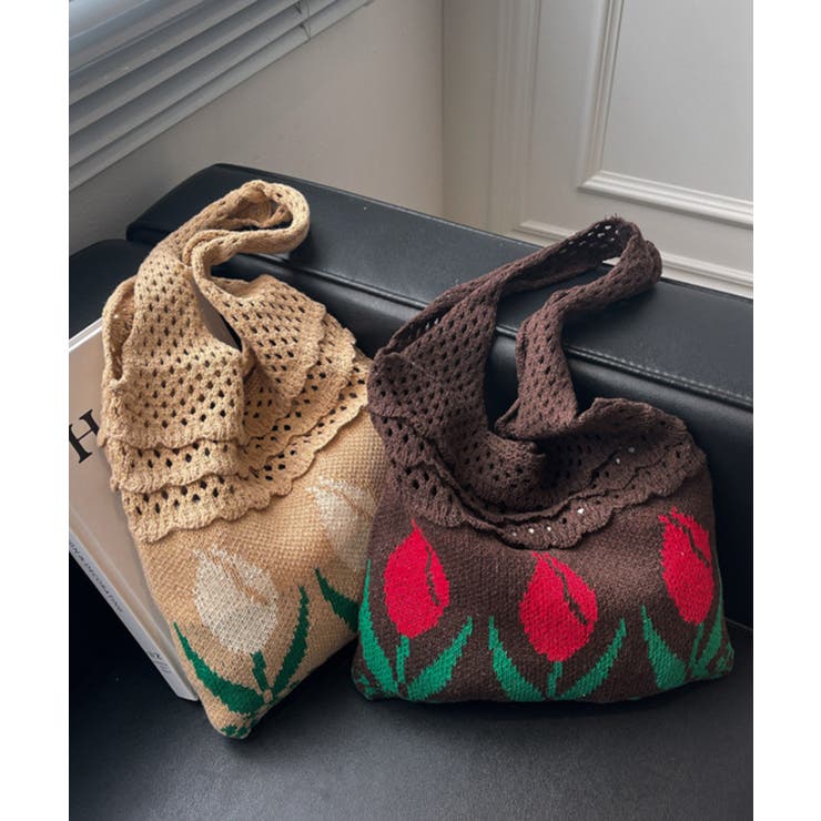 透かし編み チューリップニットトートバッグ もこもこ | aimoha  | 詳細画像15 
