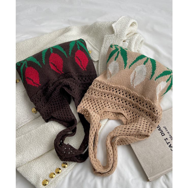 透かし編み チューリップニットトートバッグ もこもこ | aimoha  | 詳細画像17 