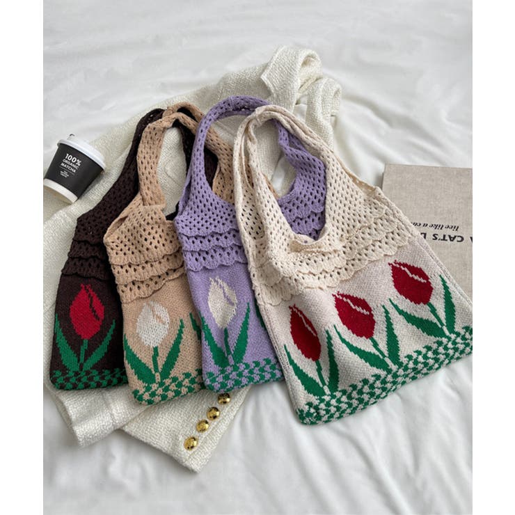 透かし編み チューリップニットトートバッグ もこもこ | aimoha  | 詳細画像25 