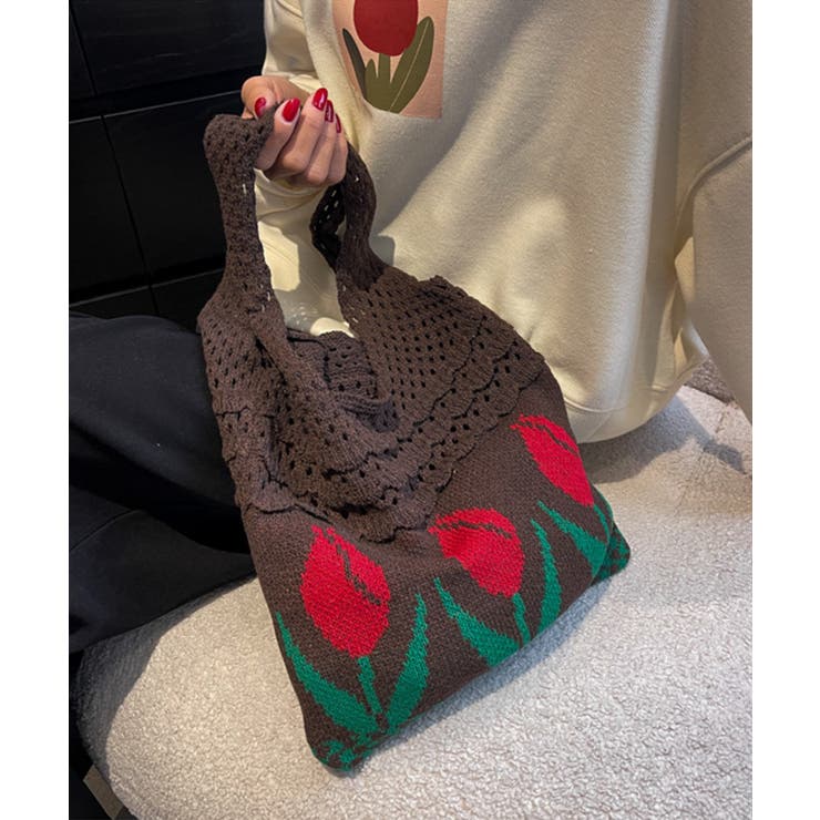 透かし編み チューリップニットトートバッグ もこもこ | aimoha  | 詳細画像28 