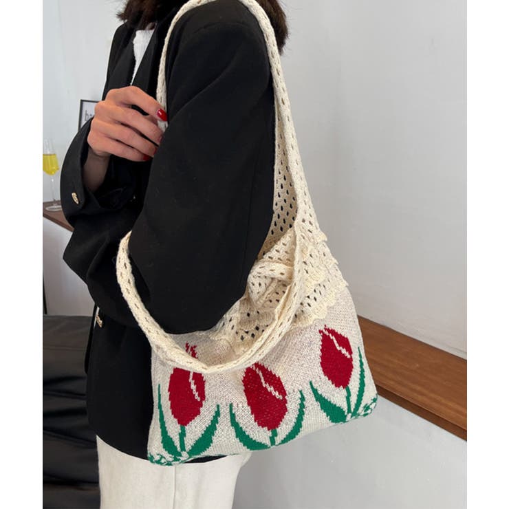 透かし編み チューリップニットトートバッグ もこもこ | aimoha  | 詳細画像29 