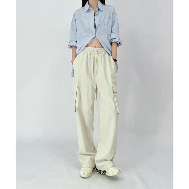 ライトベージュ | カーゴデザインワイドパンツ | aimoha 