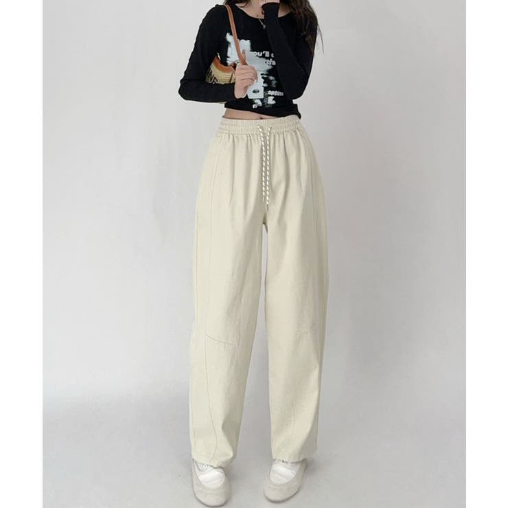ライトベージュ | ドローストリングリラックスパンツ | aimoha 