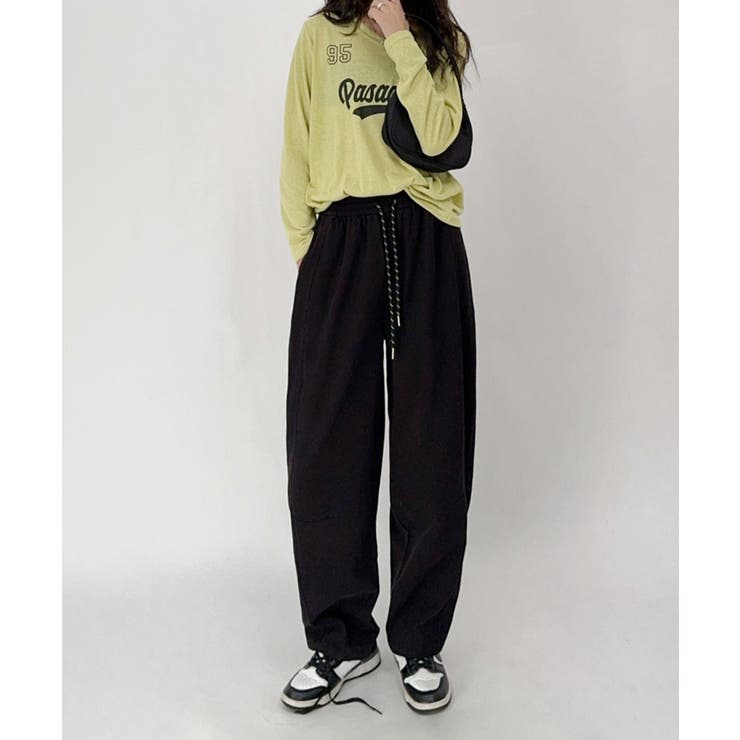 ブラック | ドローストリングリラックスパンツ | aimoha 