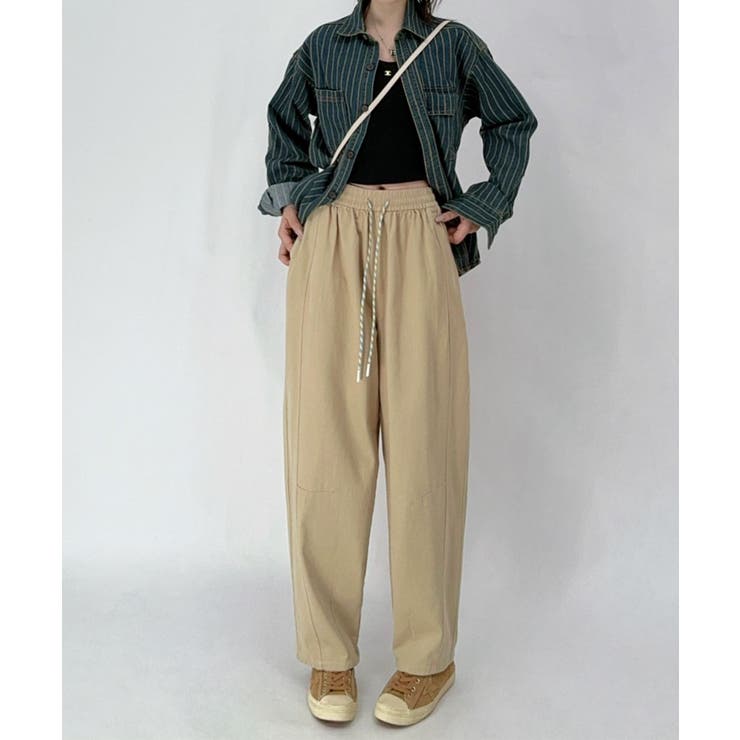 ベージュ | ドローストリングリラックスパンツ | aimoha 