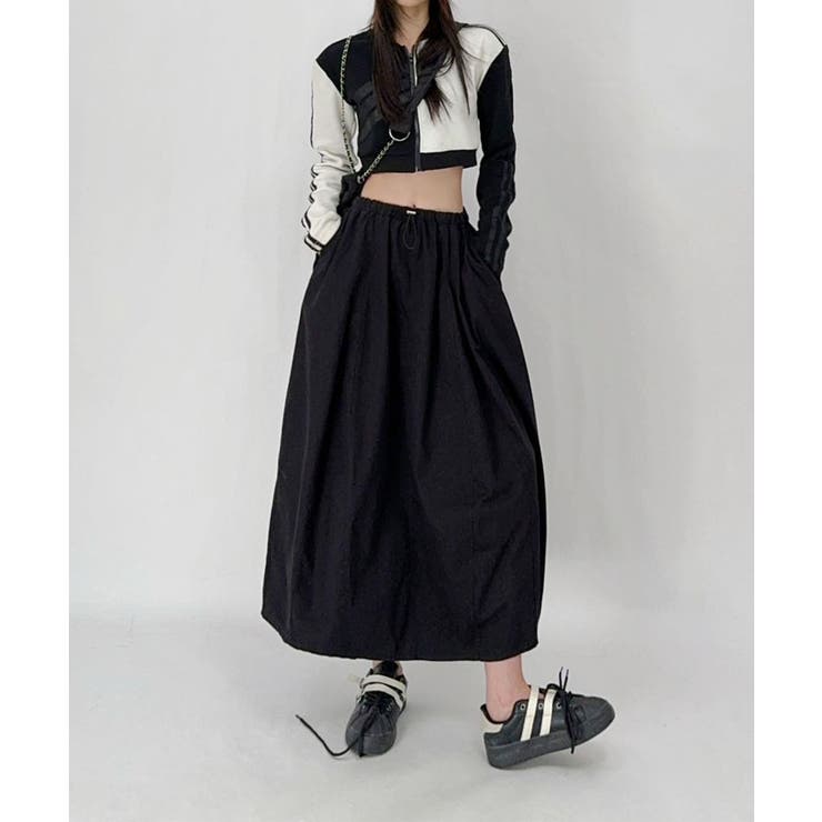 ブラック | フレアデザインミディスカート | aimoha 