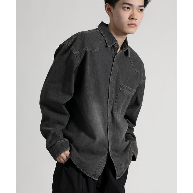 ブラック | 【aimoha neo】 Rustic Denim Shirt | aimoha men