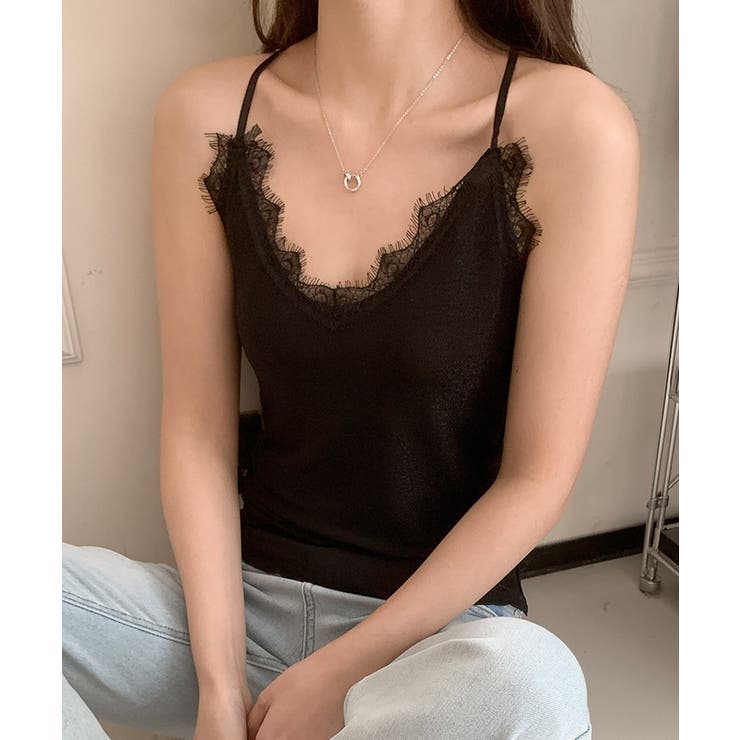 レースディテールVネックキャミソール | aimoha  | 詳細画像4 