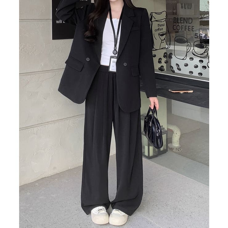 ブラック | aimoha テーラードジャケット＋ワイドパンツセットアップ | aimoha 