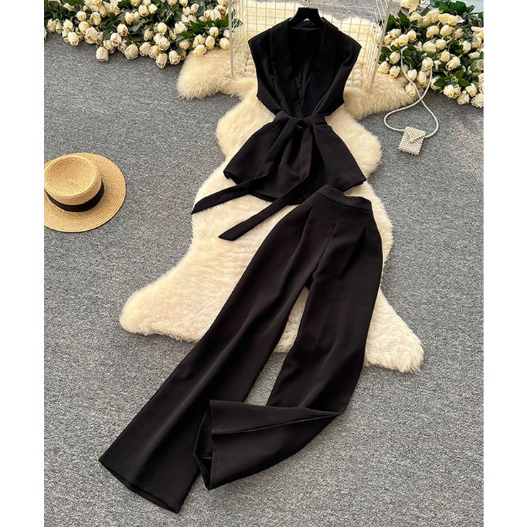 aimoha リボンタイベルトロングジレ＋ワイドパンツセットアップ | aimoha  | 詳細画像7 