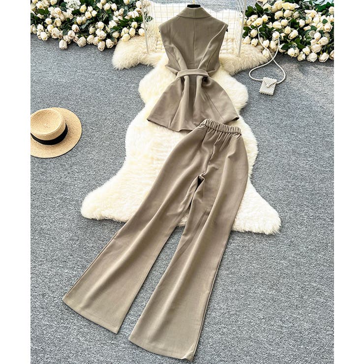 aimoha リボンタイベルトロングジレ＋ワイドパンツセットアップ | aimoha  | 詳細画像4 