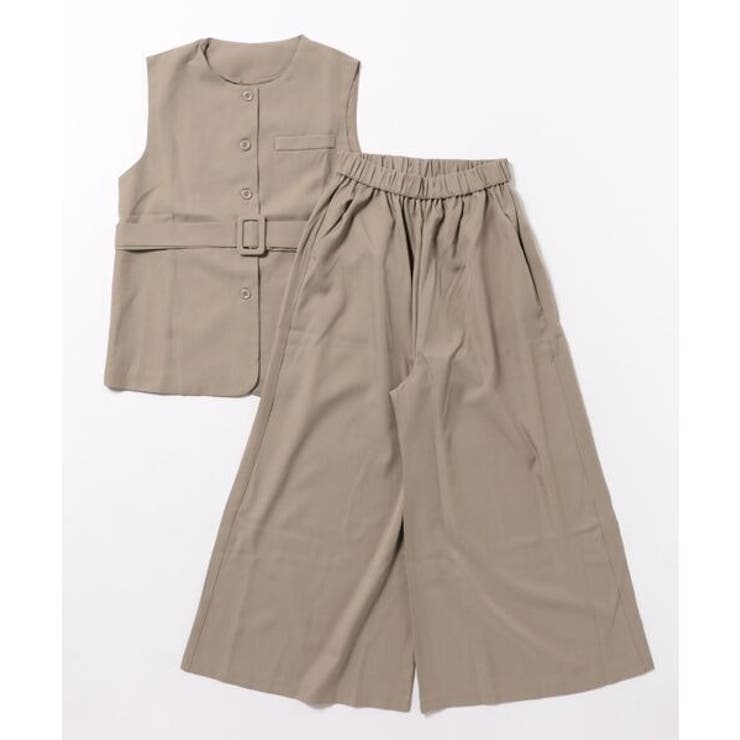 ベージュ | aimoha タイベルトジレ＋ワイドパンツセットアップ | aimoha 